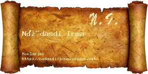 Nádasdi Irma névjegykártya